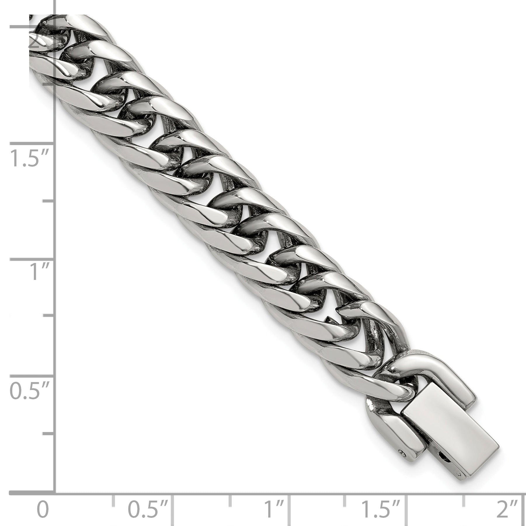 Polished Stainless Steel Cuban Chain Bracelet 9mm