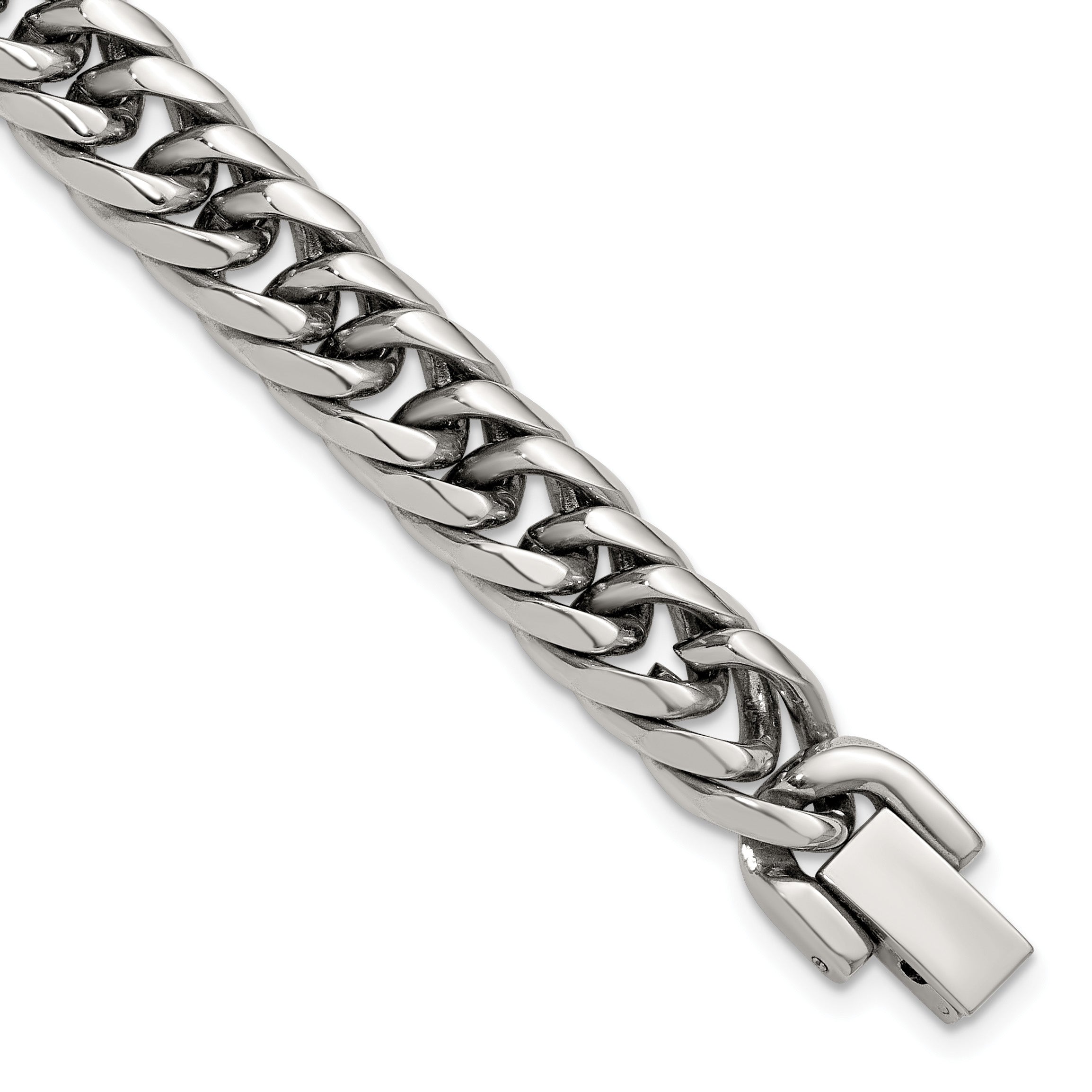 Polished Stainless Steel Cuban Chain Bracelet 9mm