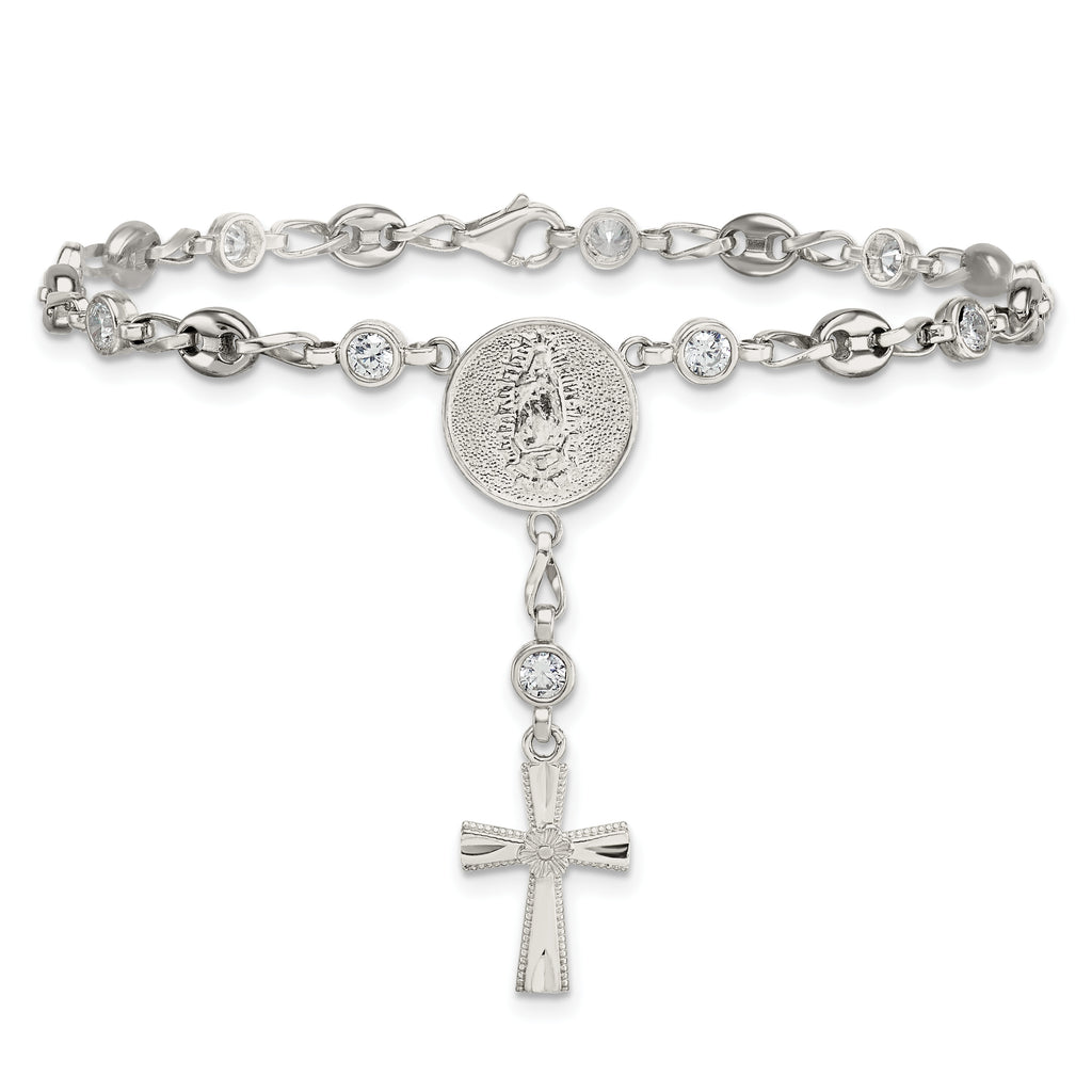 Polished Cubic Zirconia Stainless Steel Bracelet 4.35mm