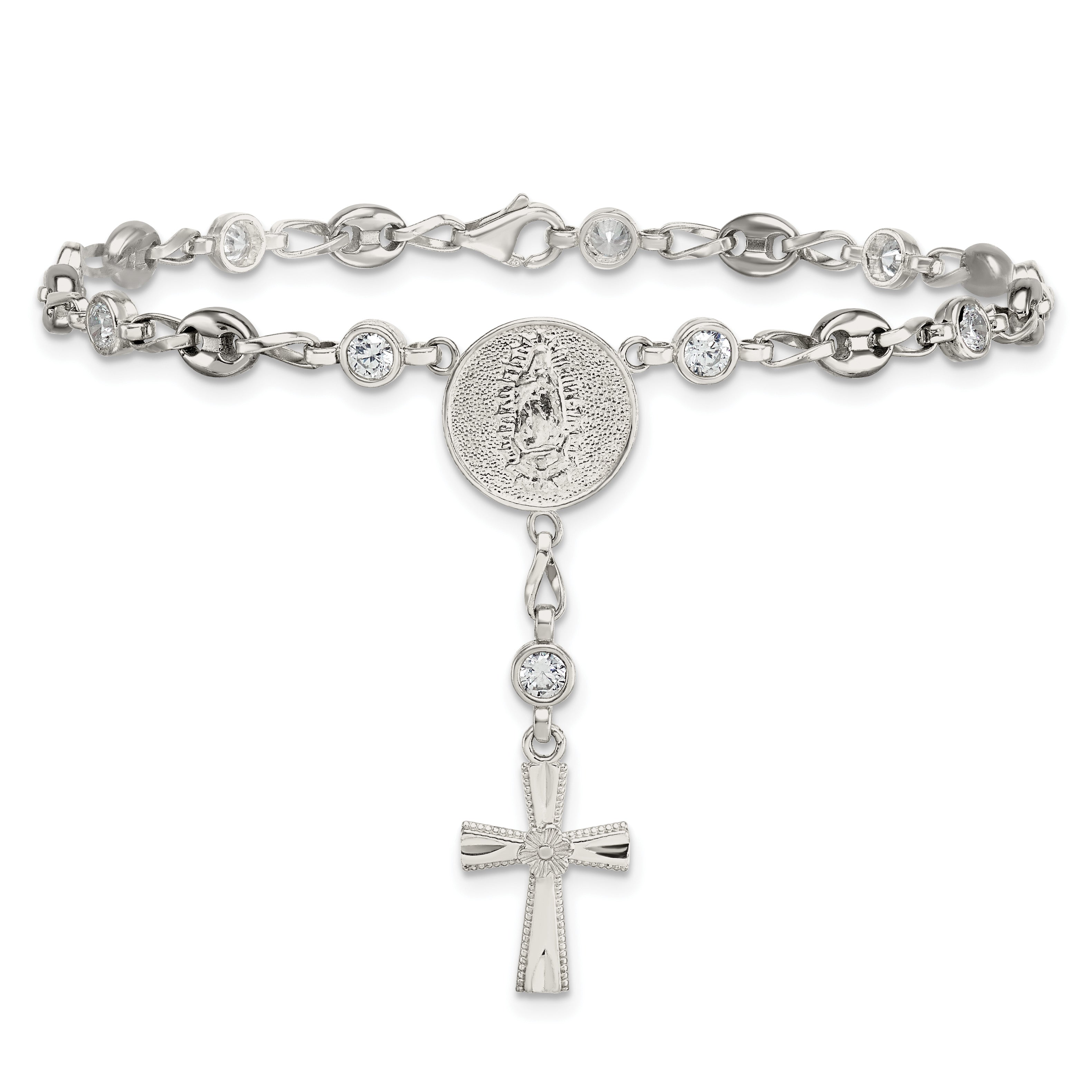 Polished Cubic Zirconia Stainless Steel Bracelet 4.35mm