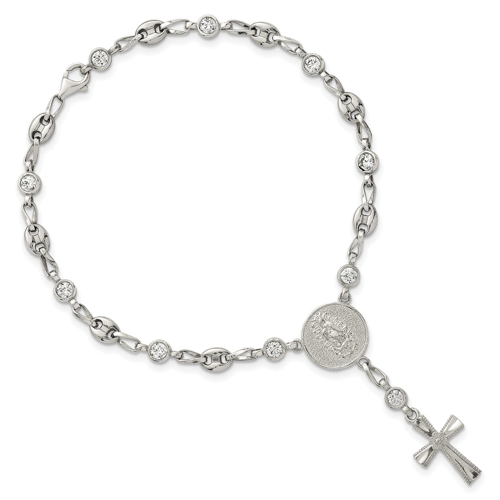 Polished Cubic Zirconia Stainless Steel Bracelet 4.35mm