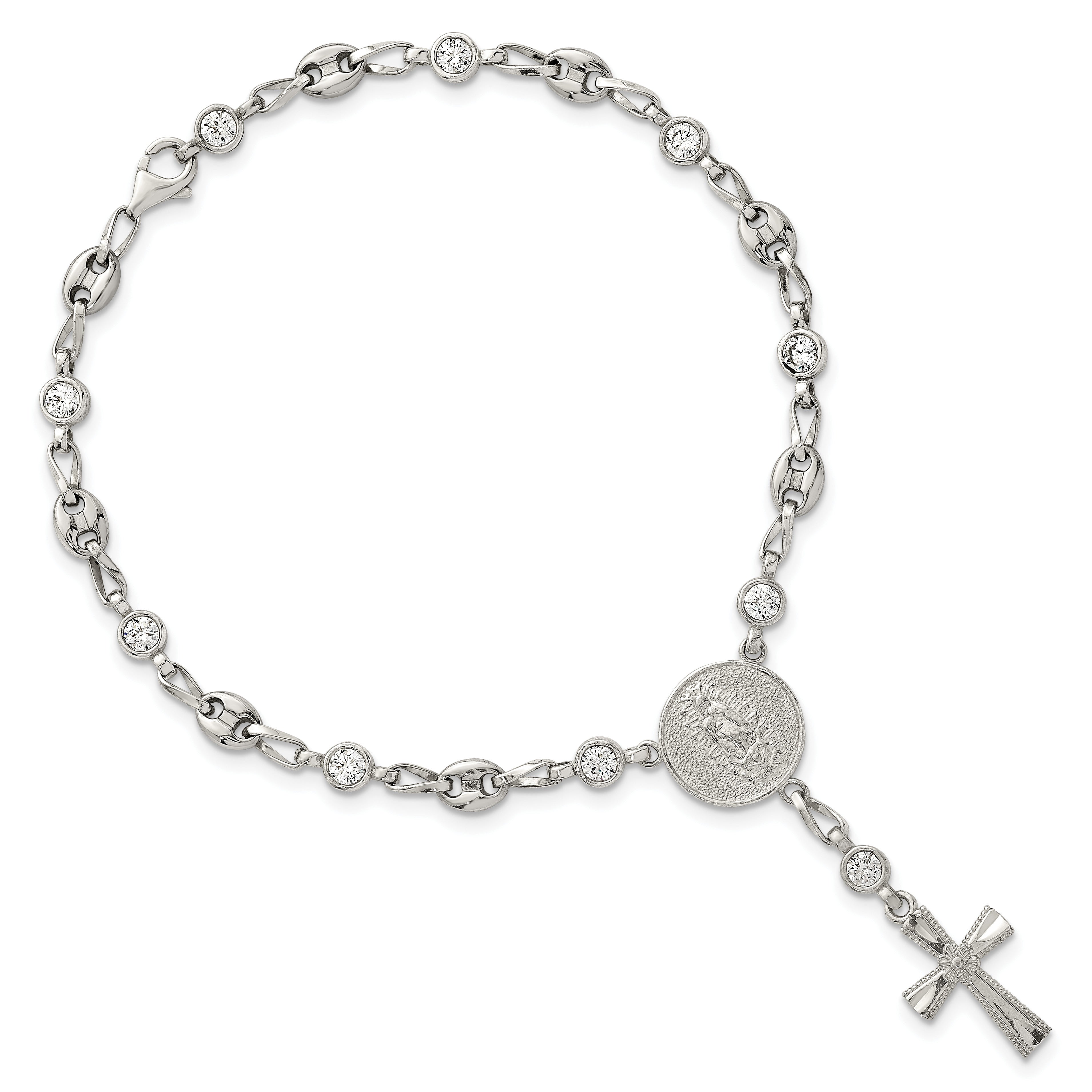 Polished Cubic Zirconia Stainless Steel Bracelet 4.35mm