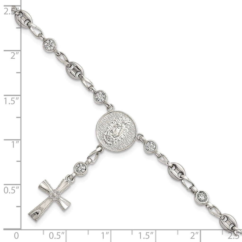 Polished Cubic Zirconia Stainless Steel Bracelet 4.35mm