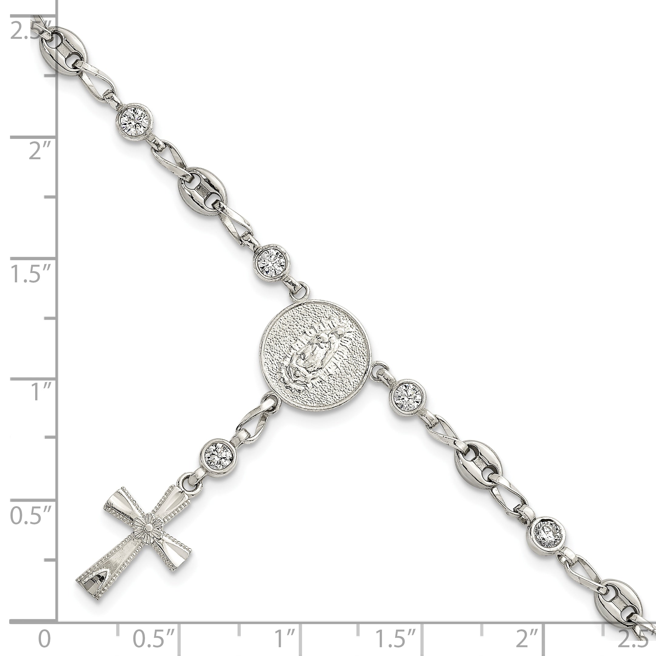 Polished Cubic Zirconia Stainless Steel Bracelet 4.35mm