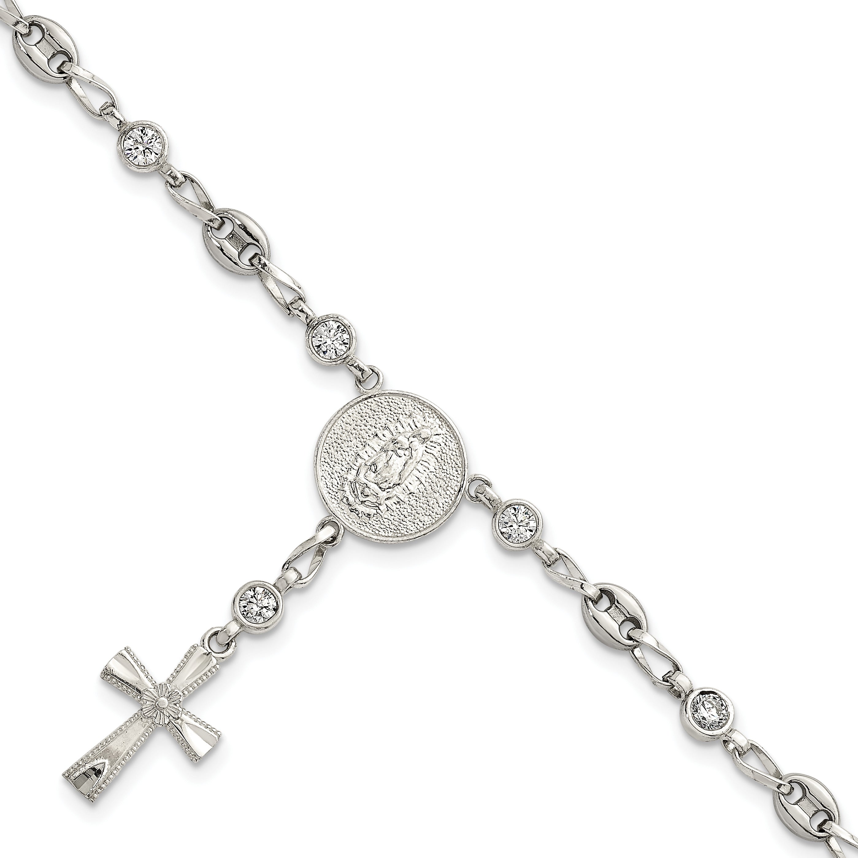Polished Cubic Zirconia Stainless Steel Bracelet 4.35mm