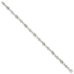 Polished Cubic Zirconia Anchor Stainless Steel Bracelet 4.35mm