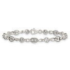 Polished Cubic Zirconia Anchor Stainless Steel Bracelet 4.35mm