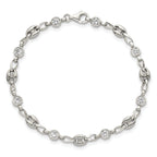 Polished Cubic Zirconia Anchor Stainless Steel Bracelet 4.35mm