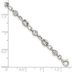 Polished Cubic Zirconia Anchor Stainless Steel Bracelet 4.35mm