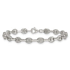 Polished Anchor Stainless Steel Paperclip Chain Bracelet 4.35mm