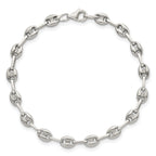 Polished Anchor Stainless Steel Paperclip Chain Bracelet 4.35mm