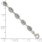 Polished Anchor Stainless Steel Paperclip Chain Bracelet 4.35mm