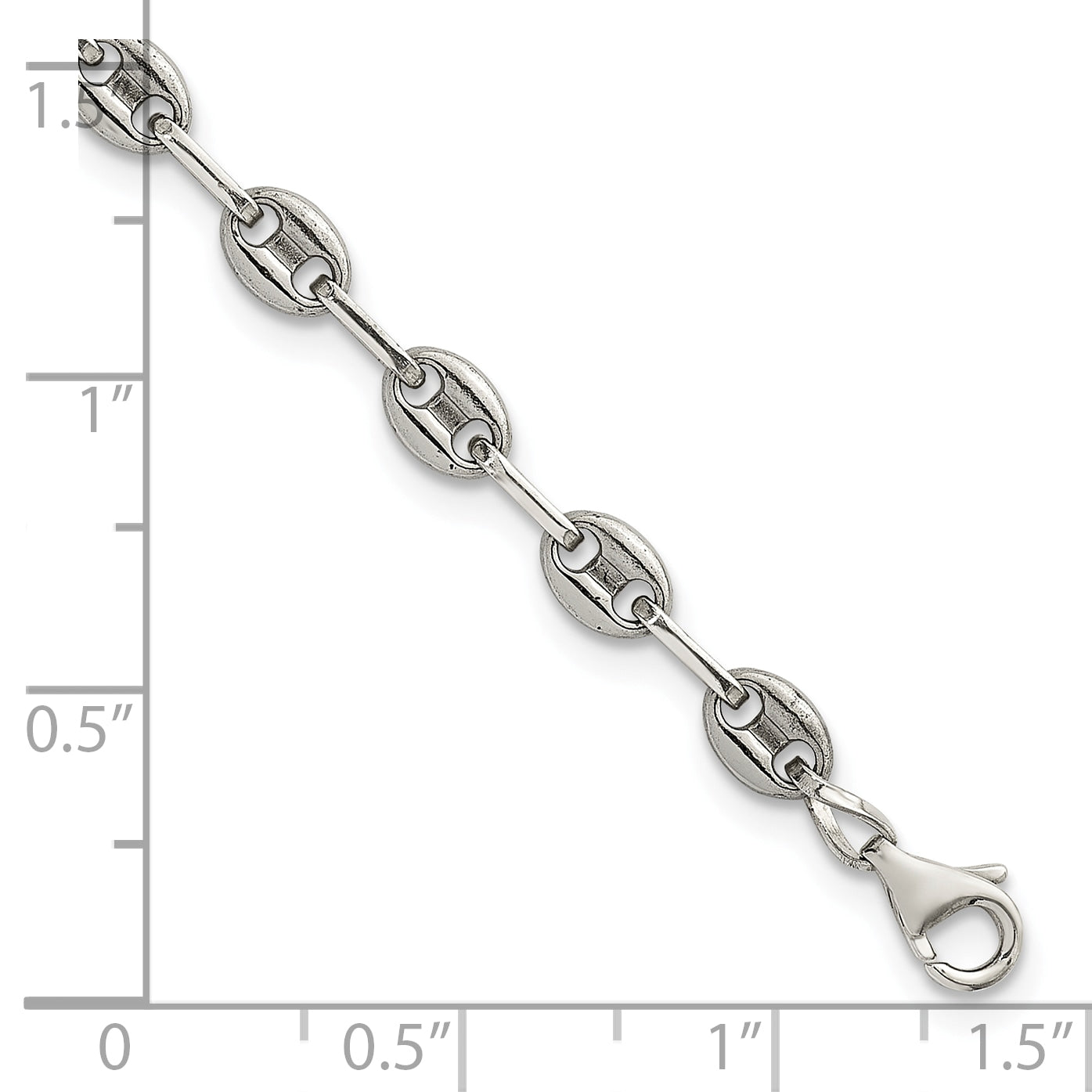 Polished Anchor Stainless Steel Paperclip Chain Bracelet 4.35mm