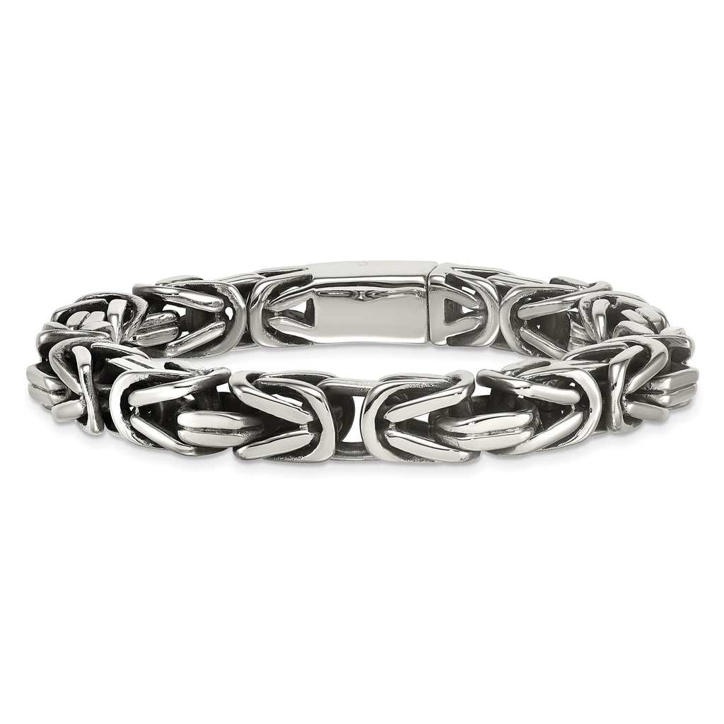 Antiqued Byzantine Stainless Steel Chain Bracelet 9.5mm