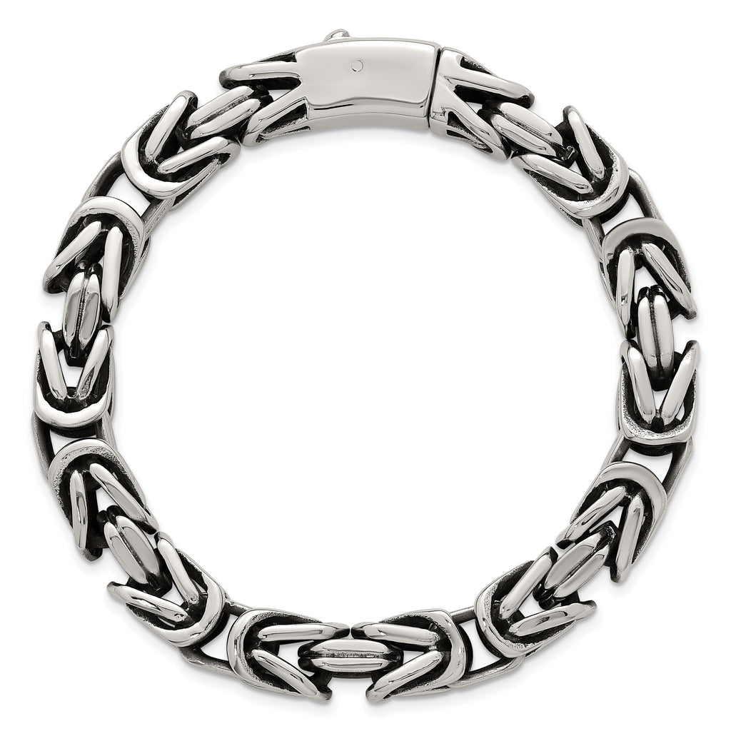 Antiqued Byzantine Stainless Steel Chain Bracelet 9.5mm