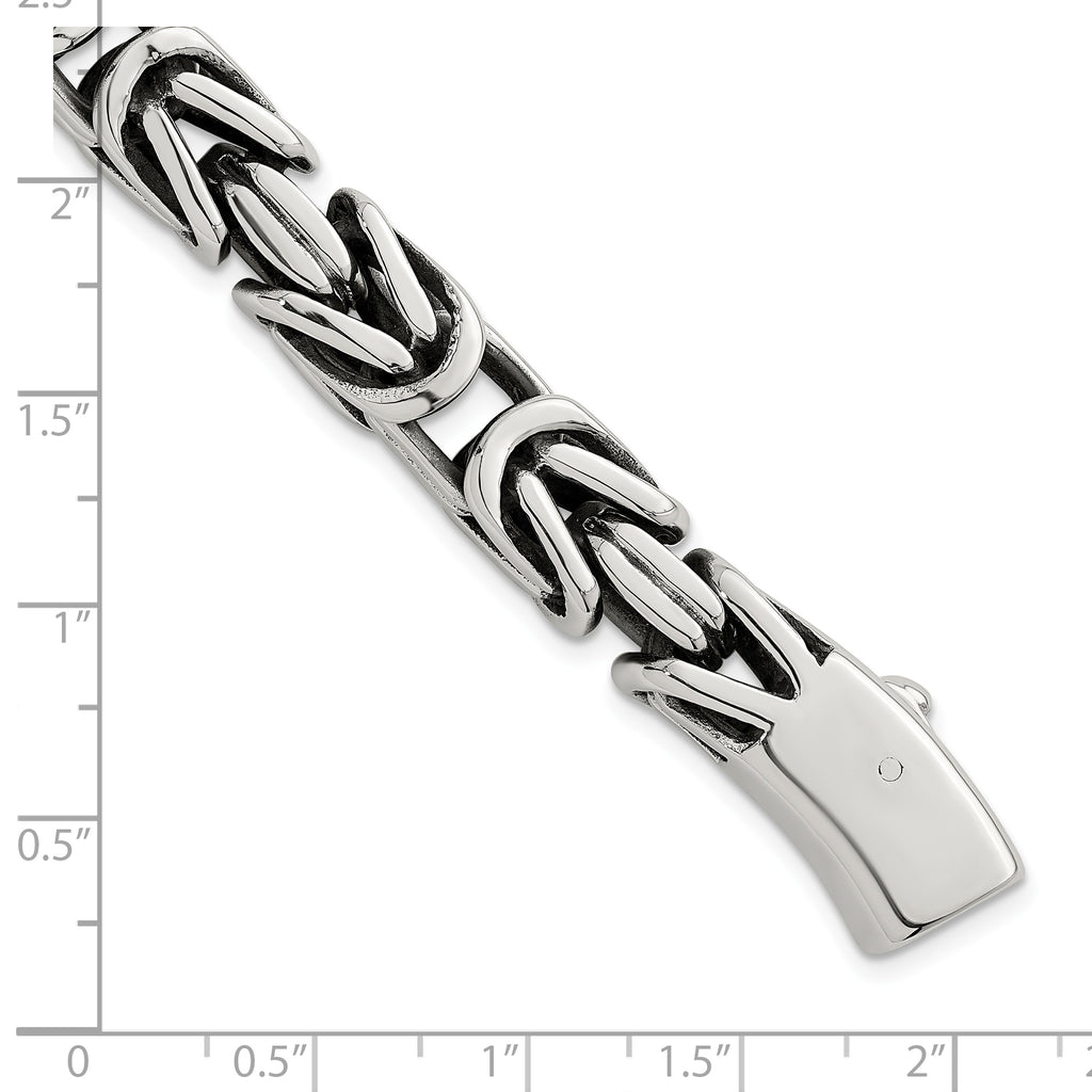 Antiqued Byzantine Stainless Steel Chain Bracelet 9.5mm