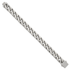 Polished Cubic Zirconia Stainless Steel Cable Chain Bracelet 12mm 8.5in