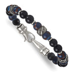 Antiqued Multi-color Onyx Stainless Steel Bracelet