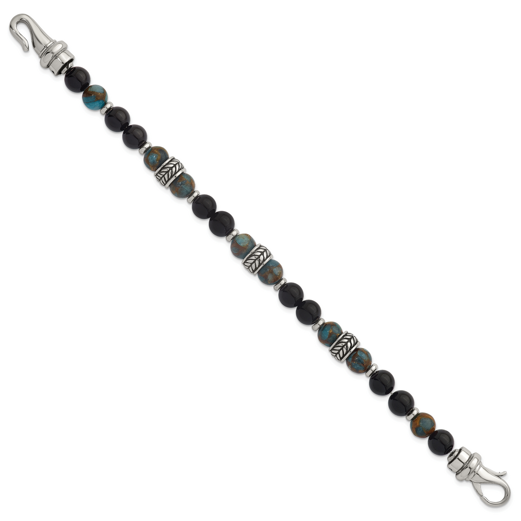 Antiqued Multi-color Onyx Stainless Steel Bracelet Light