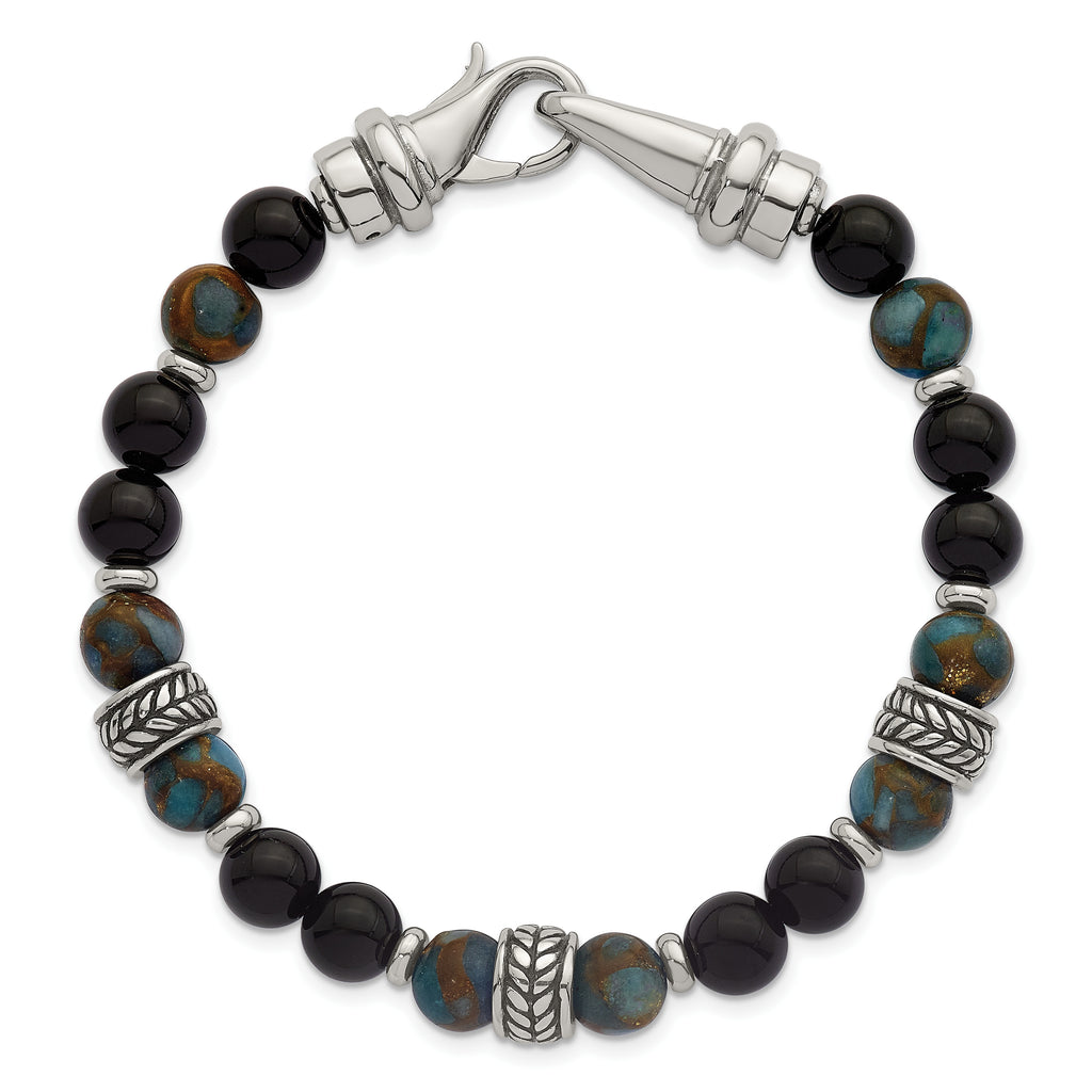 Antiqued Multi-color Onyx Stainless Steel Bracelet Light