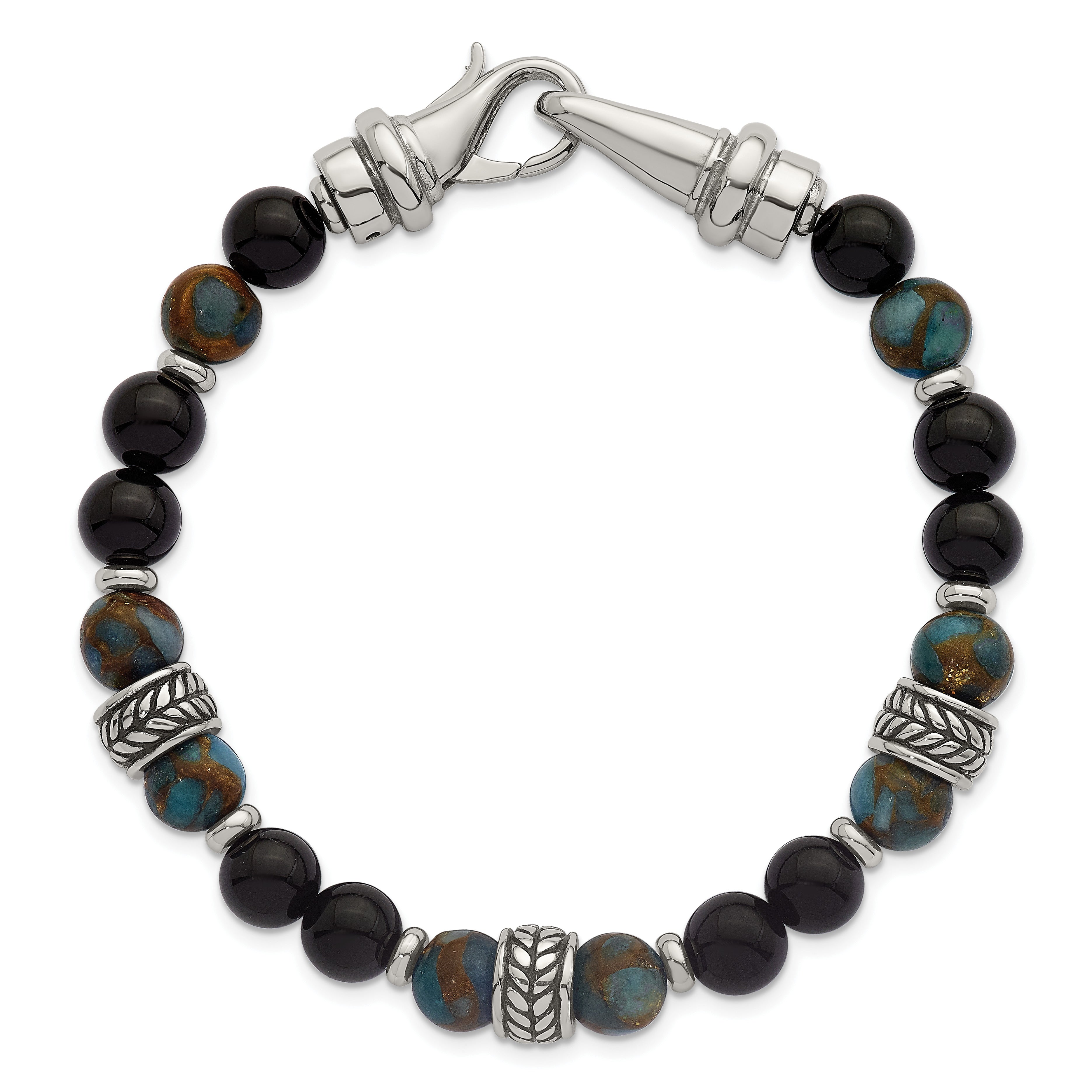 Antiqued Multi-color Onyx Stainless Steel Bracelet Light