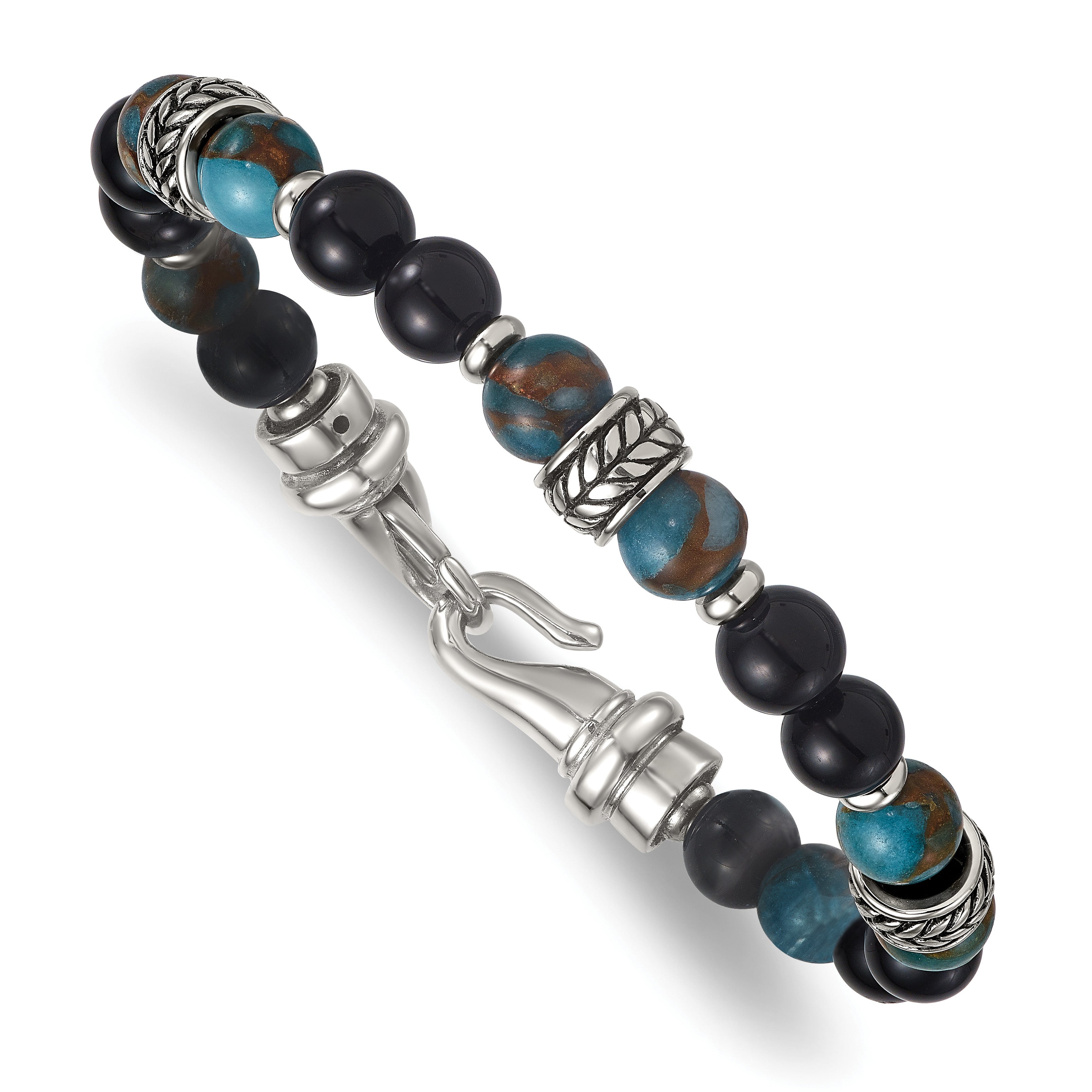 Antiqued Multi-color Onyx Stainless Steel Bracelet Light