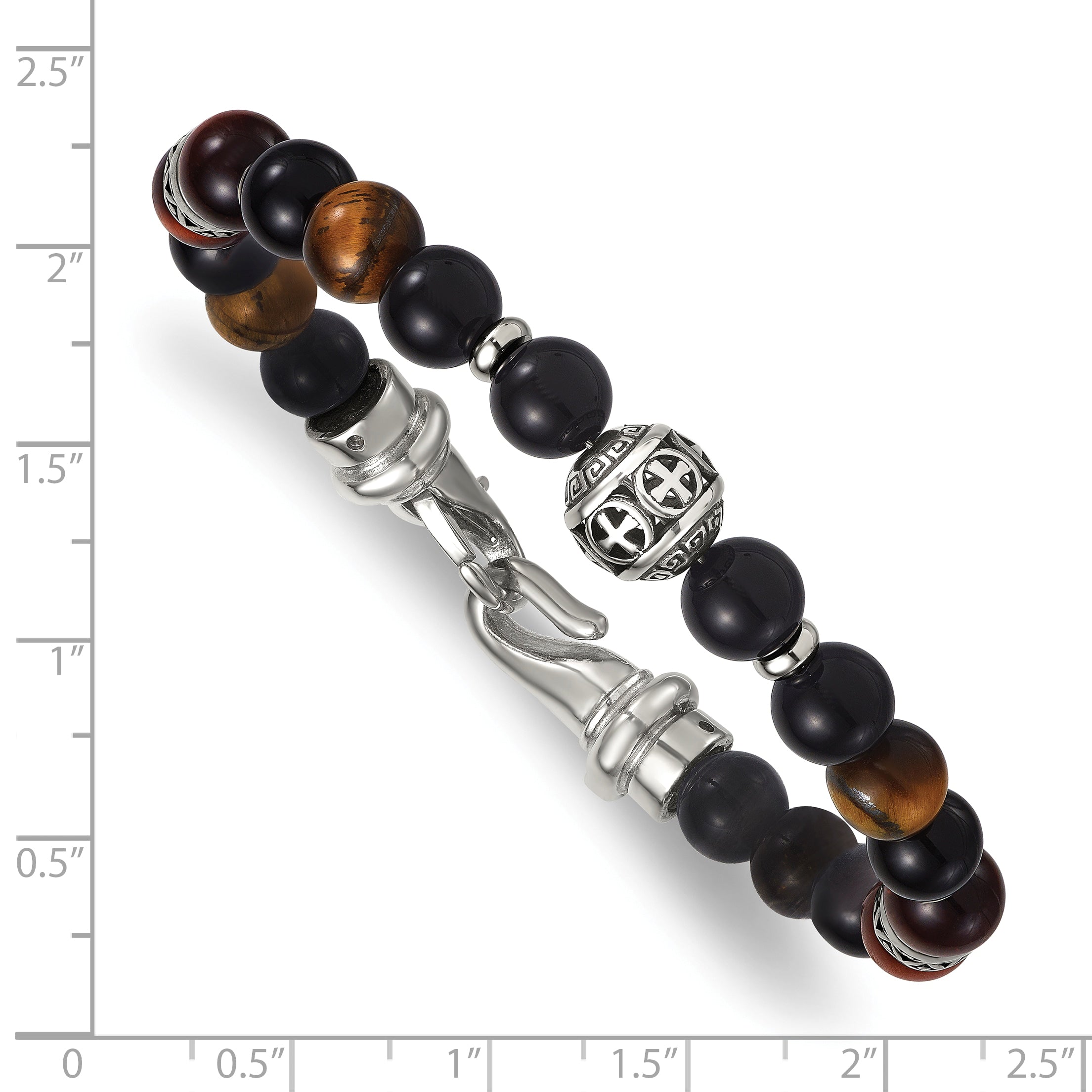 Polished Black Onyx Stainless Steel Bracelet