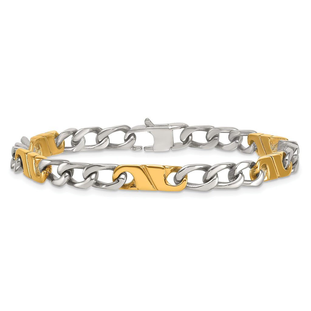 Polished Gold-Tone Stainless Steel Bracelet 6mm