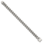 Polished Cubic Zirconia Stainless Steel Curb Chain Bracelet 12mm