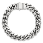 Polished Cubic Zirconia Stainless Steel Curb Chain Bracelet 12mm