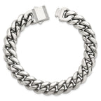 Polished Cubic Zirconia Stainless Steel Curb Chain Bracelet 12mm