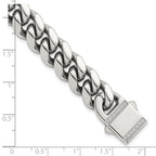 Polished Cubic Zirconia Stainless Steel Curb Chain Bracelet 12mm