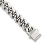Polished Cubic Zirconia Stainless Steel Curb Chain Bracelet 12mm