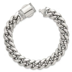 Polished Cubic Zirconia Stainless Steel Curb Chain Bracelet 12mm 8.25in