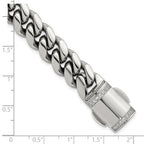 Polished Cubic Zirconia Stainless Steel Curb Chain Bracelet 12mm 8.25in
