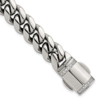Polished Cubic Zirconia Stainless Steel Curb Chain Bracelet 12mm 8.25in