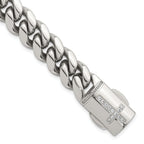 Polished Cubic Zirconia Cross Stainless Steel Curb Chain Bracelet 12mm