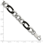 Polished Black Stainless Steel Figaro Chain Bracelet 9.3mm