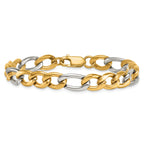 Polished Gold-Tone Stainless Steel Figaro Chain Bracelet 9.3mm