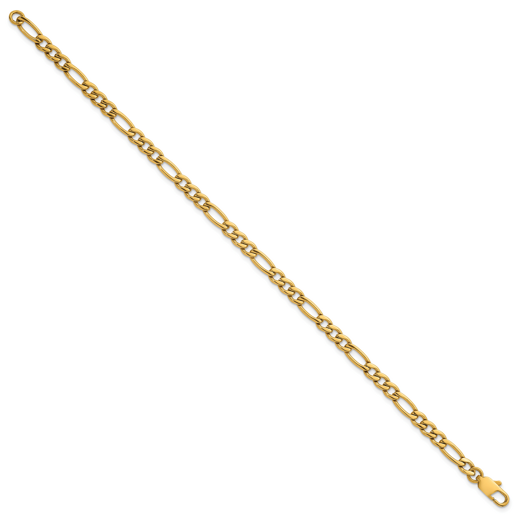 Polished Gold-Tone Stainless Steel Figaro Chain Bracelet 4.5mm