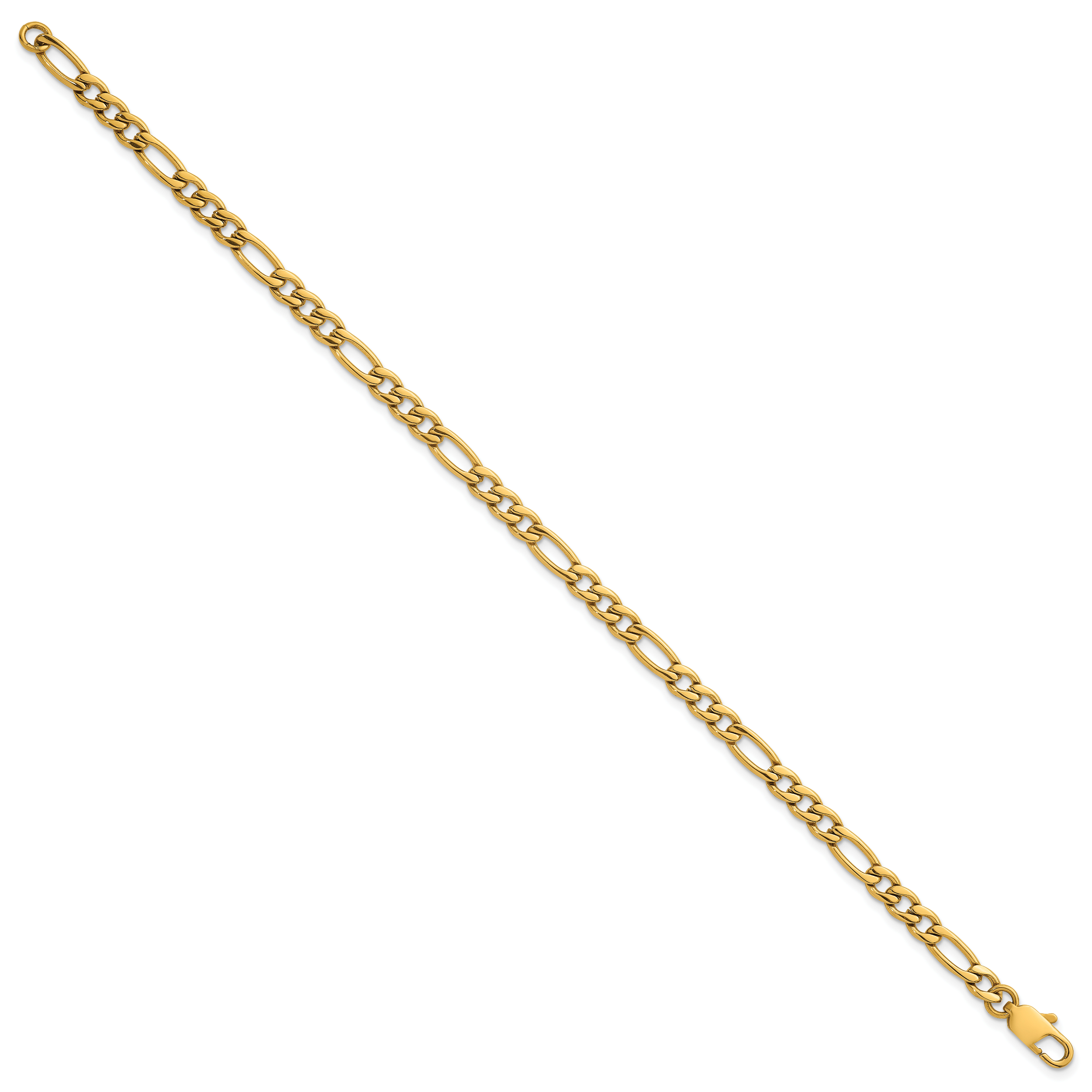 Polished Gold-Tone Stainless Steel Figaro Chain Bracelet 4.5mm