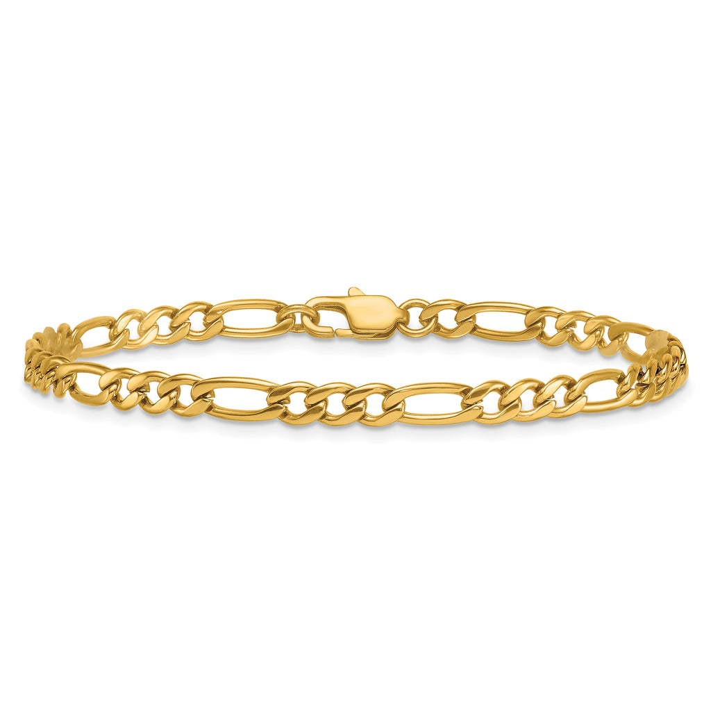 Polished Gold-Tone Stainless Steel Figaro Chain Bracelet 4.5mm