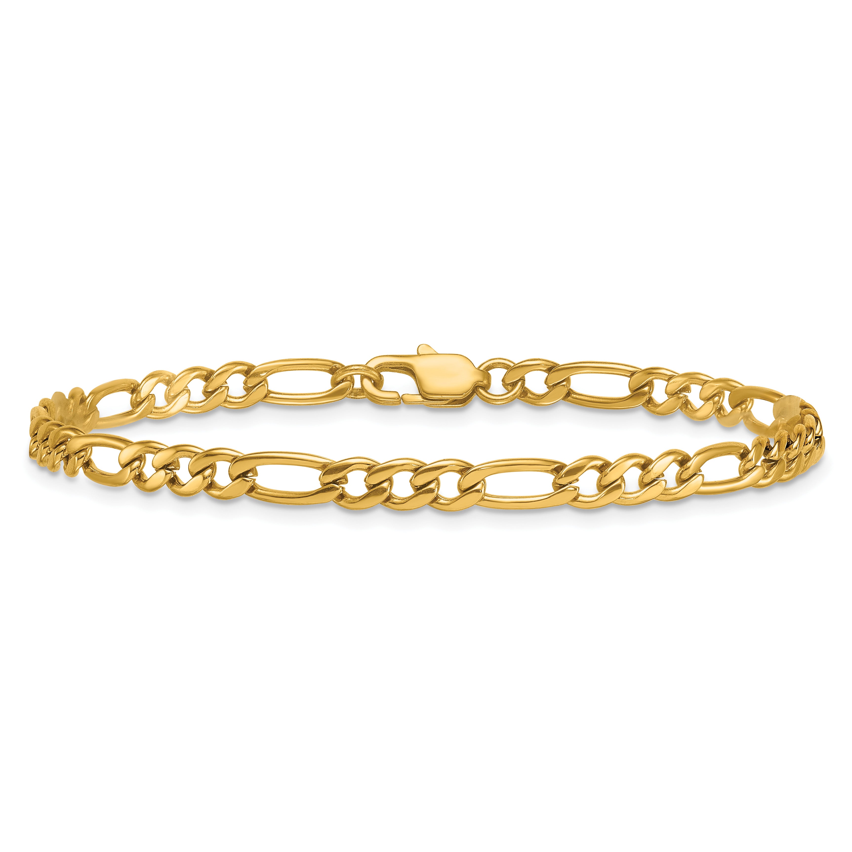 Polished Gold-Tone Stainless Steel Figaro Chain Bracelet 4.5mm