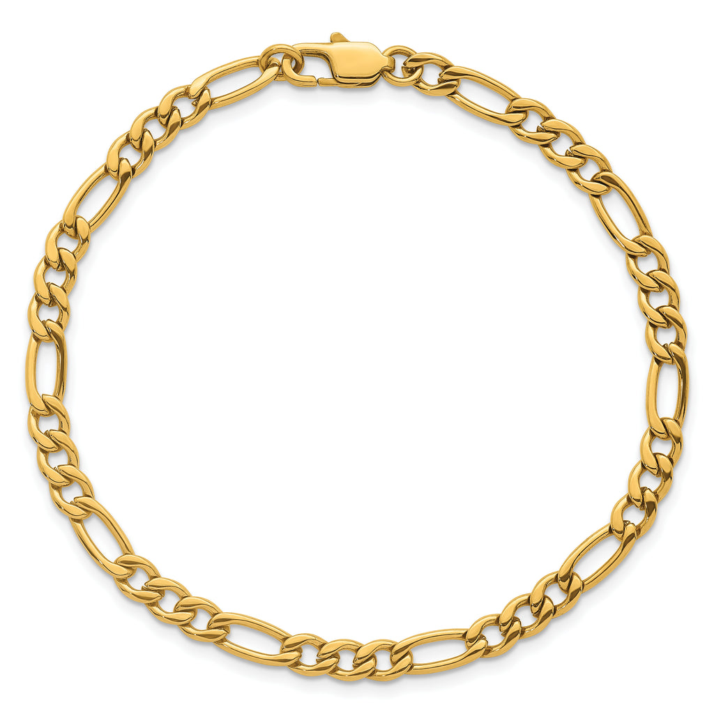 Polished Gold-Tone Stainless Steel Figaro Chain Bracelet 4.5mm