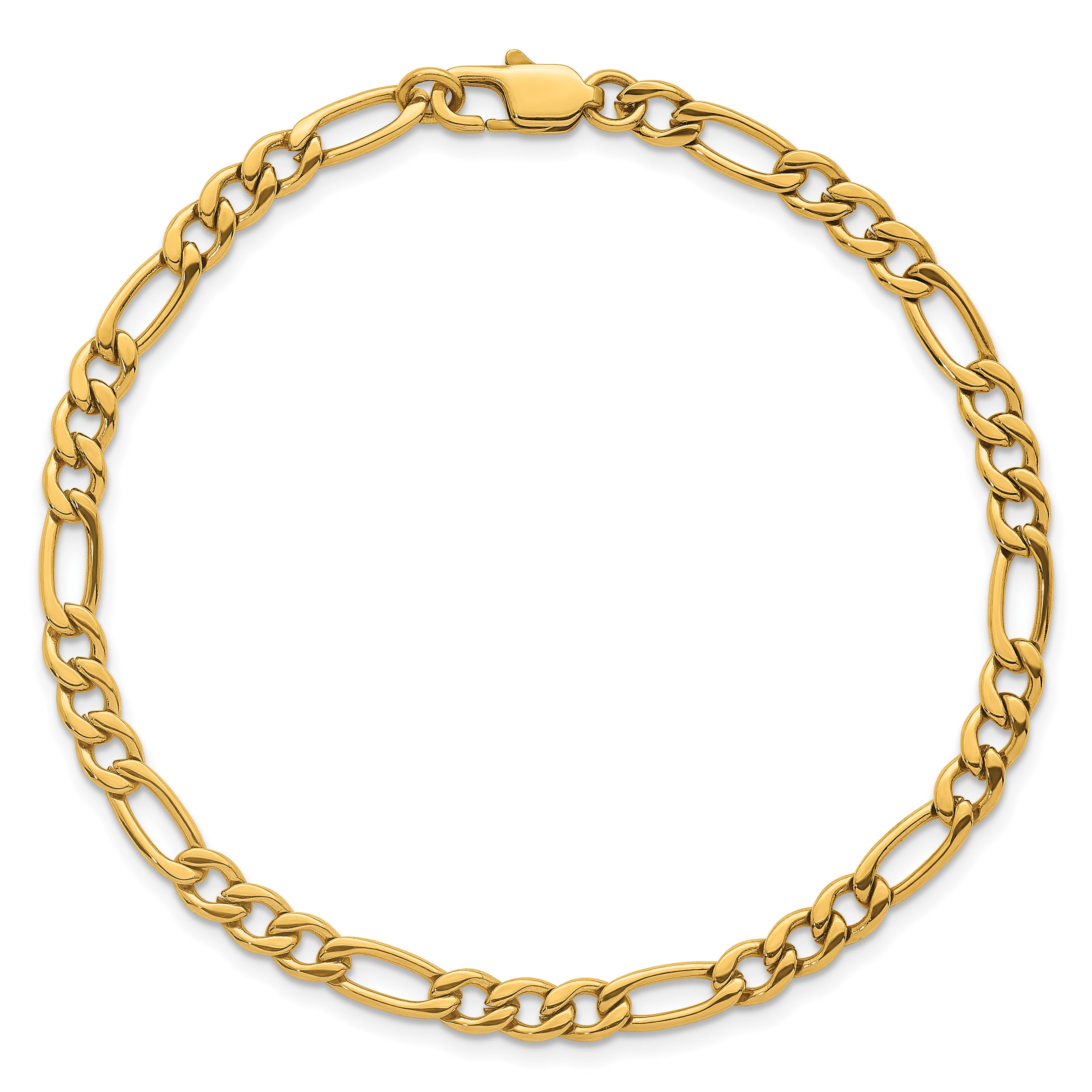 Polished Gold-Tone Stainless Steel Figaro Chain Bracelet 4.5mm