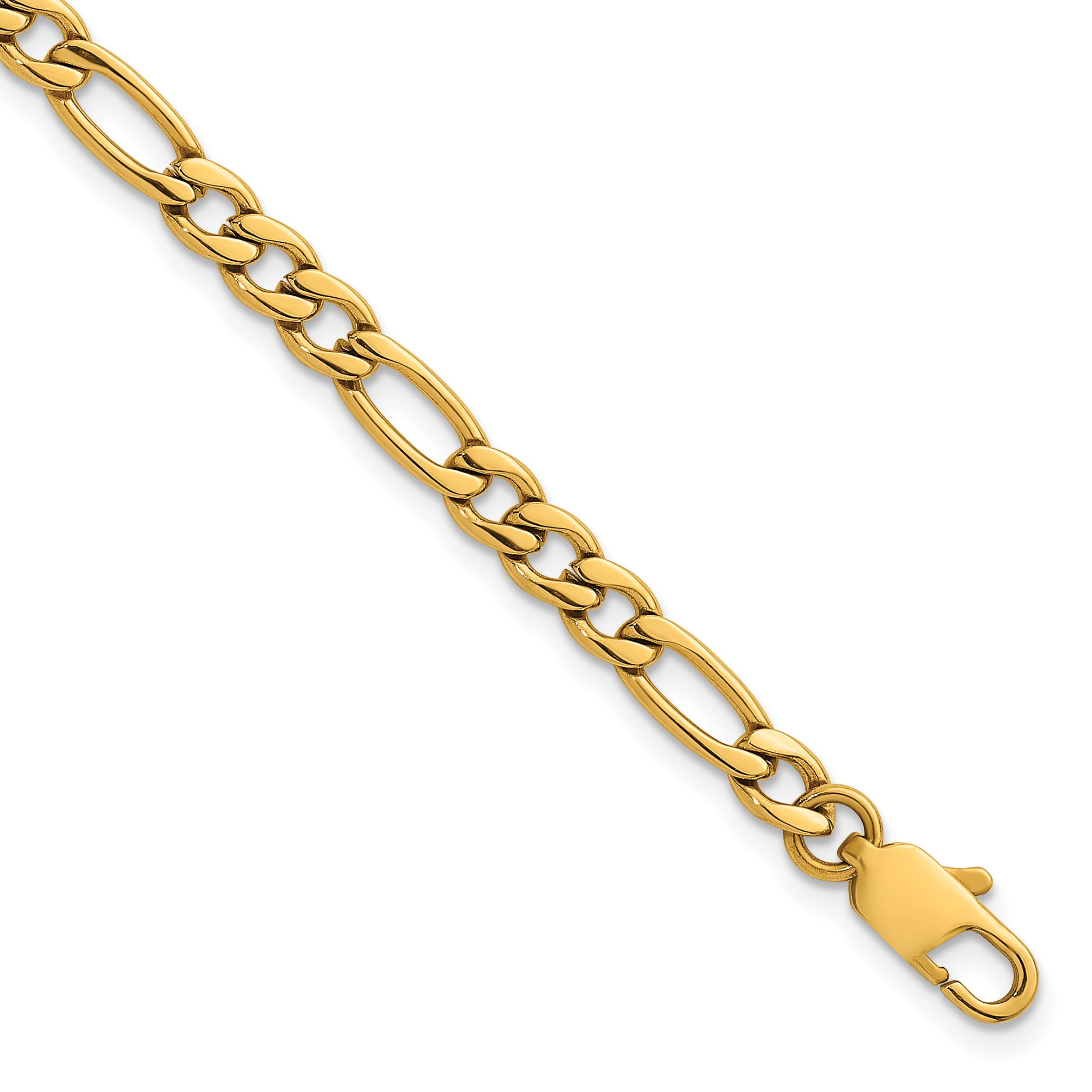 Polished Gold-Tone Stainless Steel Figaro Chain Bracelet 4.5mm