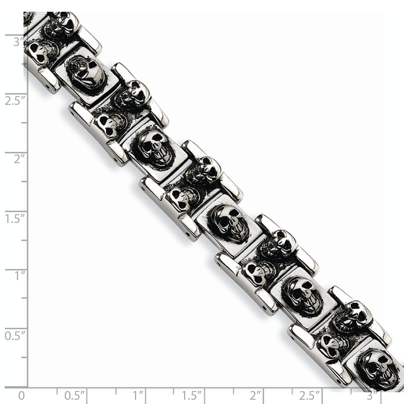 Stainless Steel Antiqued and Polished Skull Link Bracelet for Men Secondary image