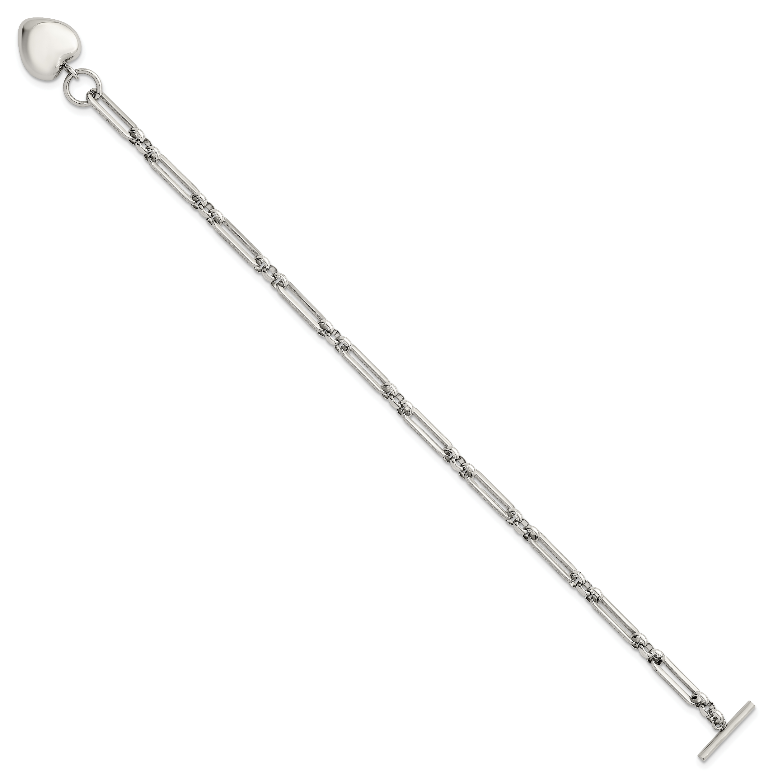 Polished Heart Stainless Steel Paperclip Chain Bracelet 4.5mm Secondary image
