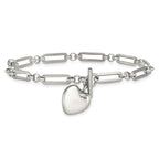 Polished Heart Stainless Steel Paperclip Chain Bracelet 4.5mm