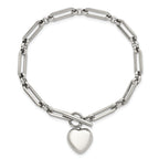 Polished Heart Stainless Steel Paperclip Chain Bracelet 4.5mm